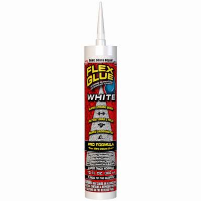 FLEX GLUE Pro Rubberized Waterproof Adhesive, White, 10-oz.