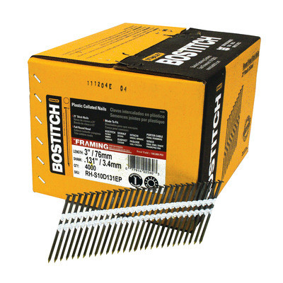 Round Head Collated Framing Nails, 3 x .131 In. Plain Shank, 4,000-Ct.
