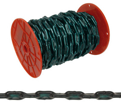 Straight Link Chain, Green Vinyl Sleeve, 2/0, 60 Ft.