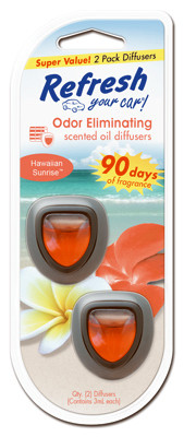 Car Air Freshener Diffusers, Hawaiian Sunrise Scent, 2 Pack