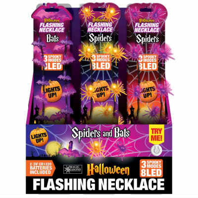 Flashing Halloween LED Necklace, Assorted (24 pieces)