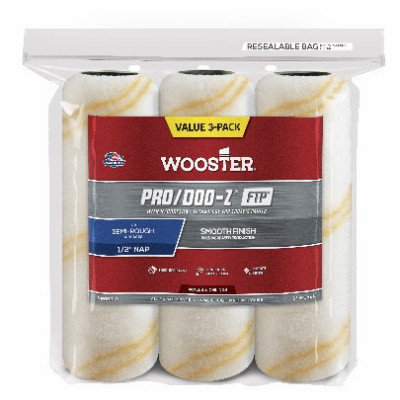 Pro-Doo-Z Paint Roller Covers, 9 In. x 1/2 In. Nap, 3-Pk.