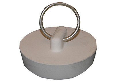 Sink Stopper, White Hollow Rubber, 1-1/4 to 1-3/8 In. Drain