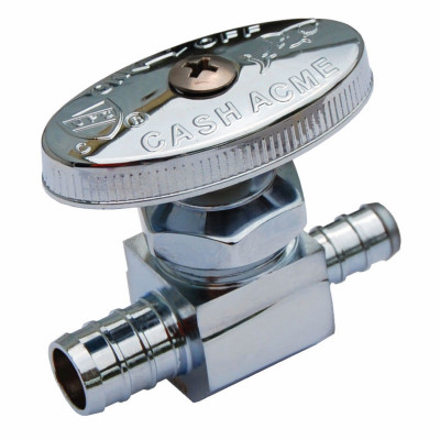 Pipe Straight Stop, 1/2 Chrome-Plated x 3/8 In. Brass Barb