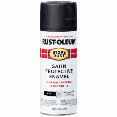 Spray Enamel, Black Satin, 12-oz.