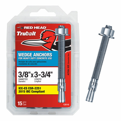 3/8" x 3-3/4" Wedge Anchor 15-Ct.