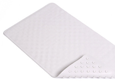 Bath Mat, Shells, White Rubber, 16 x 28 In.
