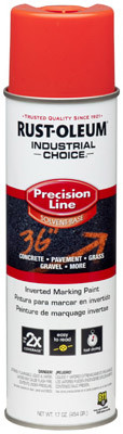 Industrial Choice Precision Line Marking Spray Paint, Fluorescent Red Orange, 17 oz. Inverted