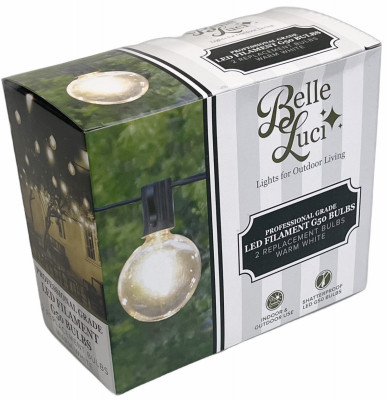 Belle Luci G50 String Light Replacement Bulbs, Warm White, 2-Pk.