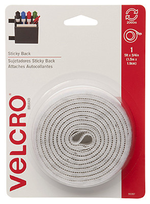 Sticky Back Fastening Tape, Whtie, 5 Ft. x 3/4 In.