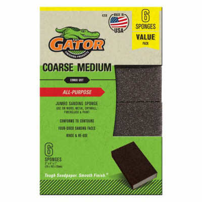 Sanding Sponge, Medium/Coarse, 3 x 4-In., 6-Pk.