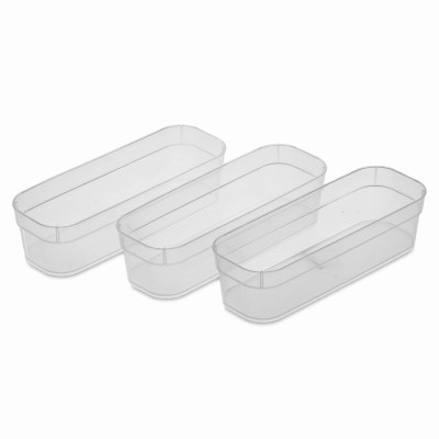 Narrow Storage Trays, Clear, 9-3/4 x 3-1/2 x 2-1/2 In., 3-Pk.
