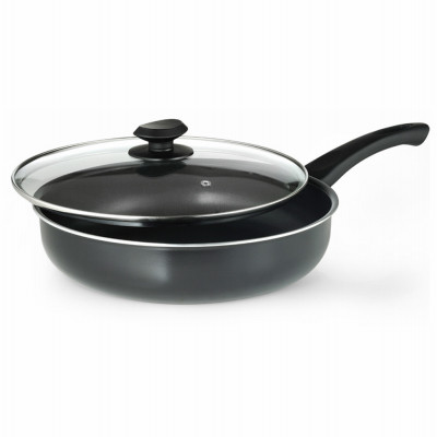 Elements Deep Saute Pan, Non-Stick Coated Aluminum, Glass Lid, Gray, 4-1/2 Qts.