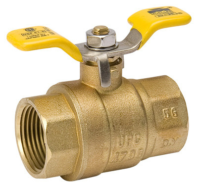 Full-Port Ball Valve, Forged Brass, T-Handle, Female Pipe Thread, 1 In.