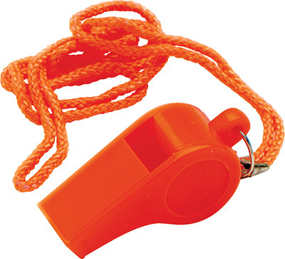 Safety Whistle, Orange Plastic