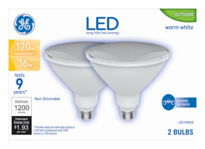 LED Outdoor Floodlights, Warm White, PAR38 Medium Base, 14 Watt, 2-Pk.