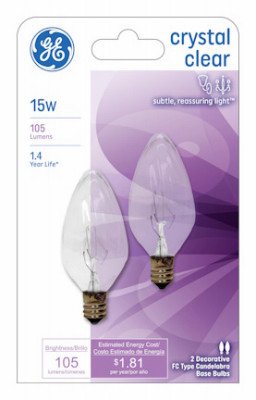 Clear Light Bulbs, 15 Watt, 2-Pk. (6 pieces)
