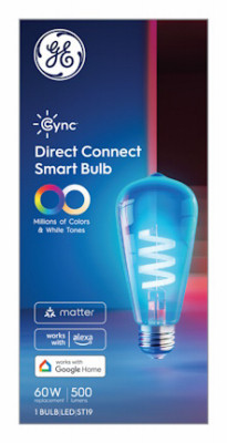 GE Cync Smart LED Light Bulb, 6.2W, ST19, Dimmable, Millions of Colors