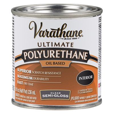 Interior Polyurethane Wood Finish, Oil-Based, Clear Semi-Gloss, 1/2-Pt. (4 pieces)