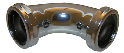 Pipe Fitting, Ell, 45-Degree, Slip Joint Elbow Ends, Chrome-Plated Brass, 1-1/2 In.