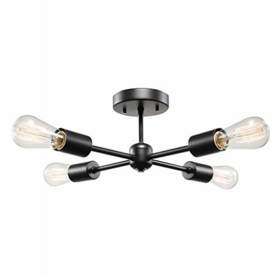 Vane 4-Light Ceiling Fixture, Semi-Flush Mount, Matte Black