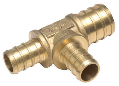 PEX Pipe Barb Insert Tee, Brass, 33/4 x 1/2 x 1/2 In.