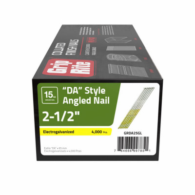Collated Finish Nails, Electrogalvanized Steel, 2-1/2 In. x 15 Gauge, 4000-Pk.