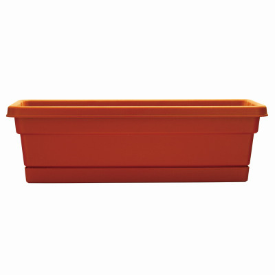Window Box Planter With Tray, Terra Cotta Plastic, 30 In.