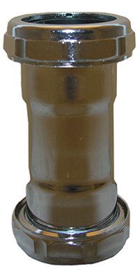 Pipe Fitting, Tube Slip Coupling, Chrome-Finished Brass, 1-1/2 In.