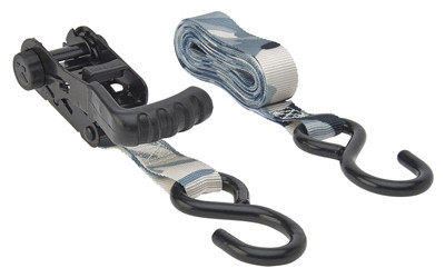 Ratchet Tie-Down, Ergo Grip, Grey Camo, 1 In. x 10 Ft., 2-Pk.