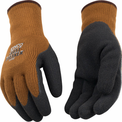 Frost Breaker Thermal Work Gloves, Thermal, Latex Palm, Brown Knit, Medium