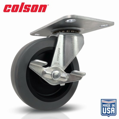 3 in. Gray TPR and Steel Swivel Plate Caster with Locking Brake