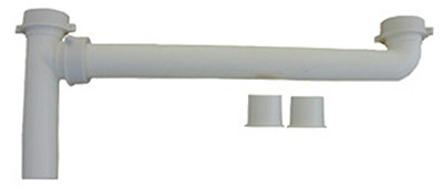 Kitchen Sink Outlet Drain, White Plastic, 1-1/2 O.D. x 16 In.