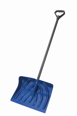 Snow Shovel/Pusher, Blue Poly Blade, 18 In. Wide
