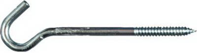 Screw Hook, Zinc, 3/8 x 8 In.