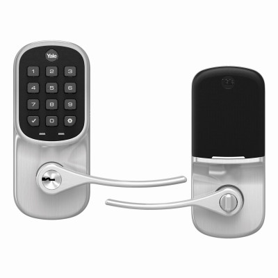 Assure Lever Keypad in Satin Nickel, Non-Connected Lock with Back-up Key for Code Entry