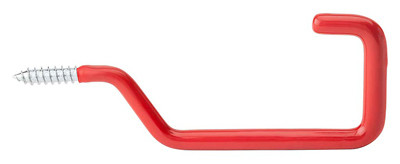 Screw Hook, Red Vinyl Coated, 4.5 In.