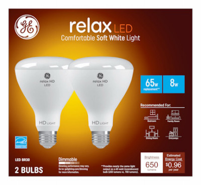 LED HD+ Relax Light Bulbs, BR30 Medium Base, 8 Watt, 2-Pk.