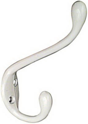 Hat & Coat Hook, Heavy-Duty, White, Holds 35-Lbs.