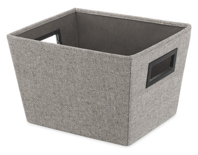 Fabric Storage Tote, Black Pattern, 12 x 10 x 8 In.