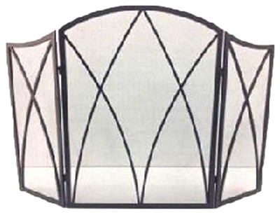 Fireplace Screen, Gothic Black Steel, 32 x 48-In.
