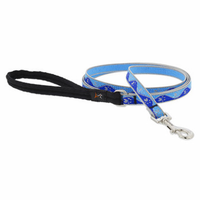 Dog Leash, Reflective Blue Paws Pattern, 1/2-In. x 6-Ft.