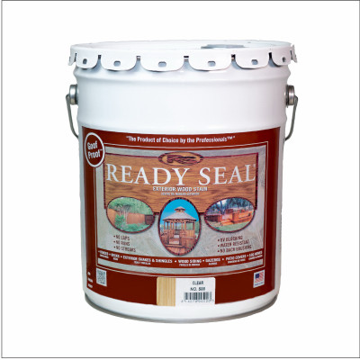 Exterior Wood Stain & Sealer, Flat Clear Finish, 5-Gallons