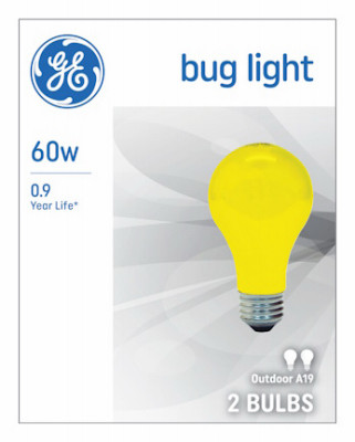 Yellow Bug Lights, Medium Base, 60 Watts, 2-Pk.