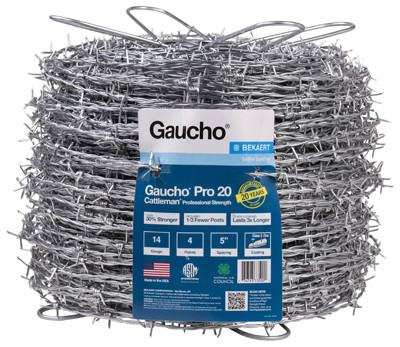 Cattleman Pro 20 High-Tensile Barbed Wire, 14 Gauge, 4-Point, 5 In. Spacing, 1320 Ft. (27 pieces)