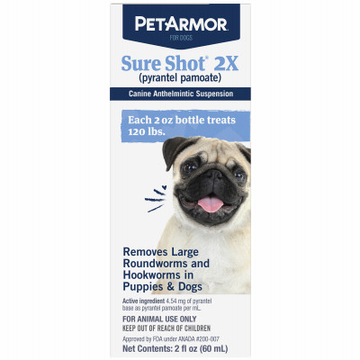 Sure Shot 2X (Pyrantel Pamoate) Liquid Wormer for Dogs and Puppies, 2-oz.