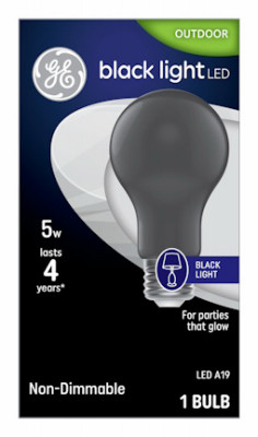 LED Black Light Bulb, A19 Shape, Medium Base, 100 Lumens, 5 Watt