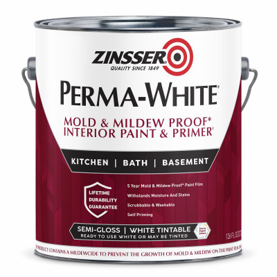 Mold & Mildew Proof Interior Paint, White Semi-Gloss, Gallon (2 pieces)