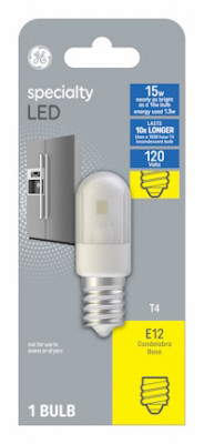 LED Appliance Light Bulb, Candelabra Base, 1 Watt Replaces 15 Watt