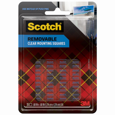 Removable Mounting Squares, Clear, 11/16 In., 35-Pk.
